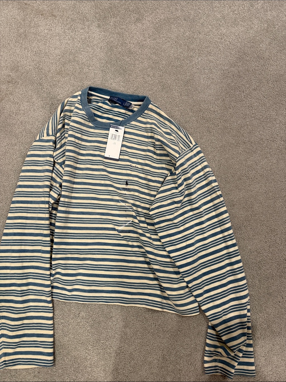 Ralph Lauren Striped Jersey Cropped Long-Sleeve Tee